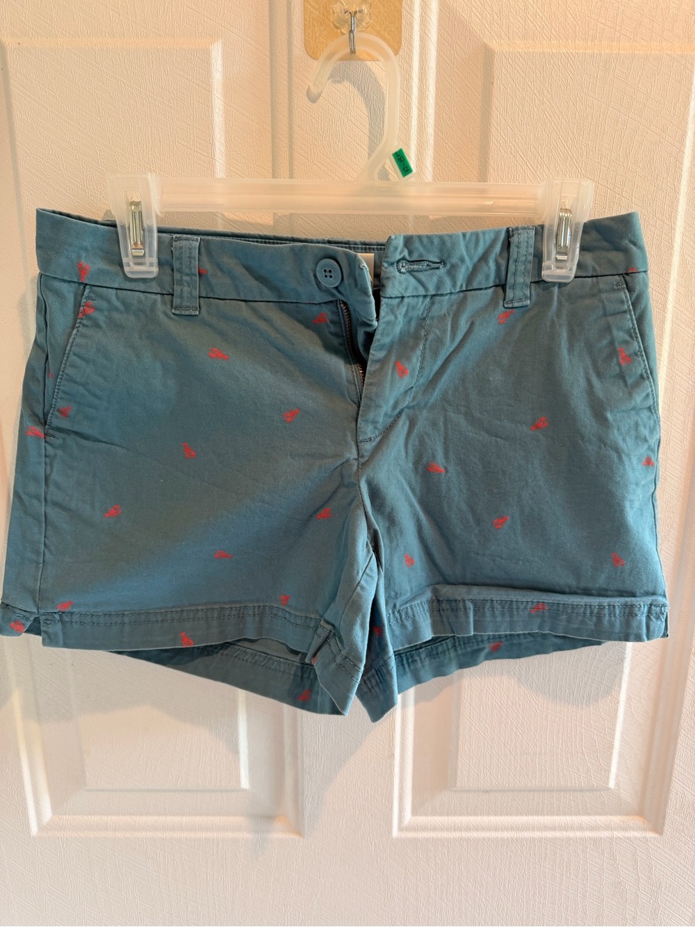 Magellan Outdoors Teal Blue Shorts with Coral Pink Motif